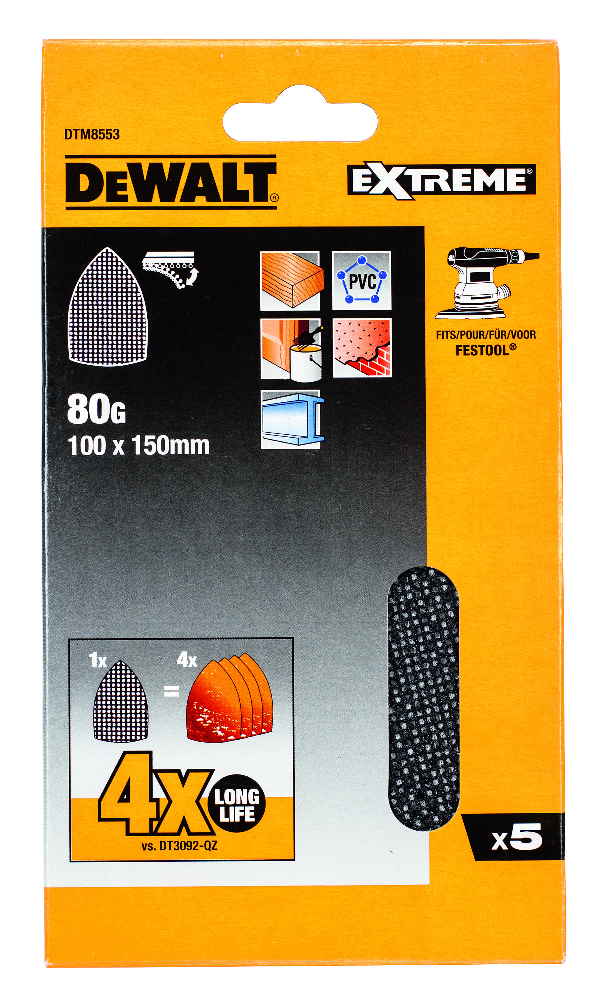 DEWALT slibenet K80 100x150mm 5-pak