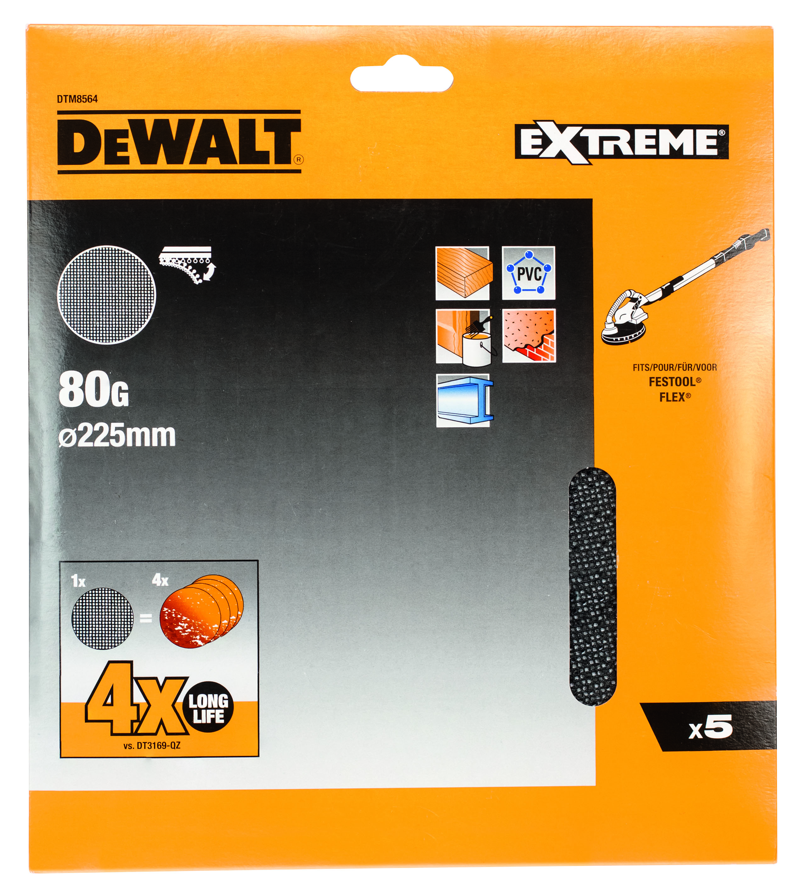 DEWALT slibenet K320 Ø 125mm 5-pak