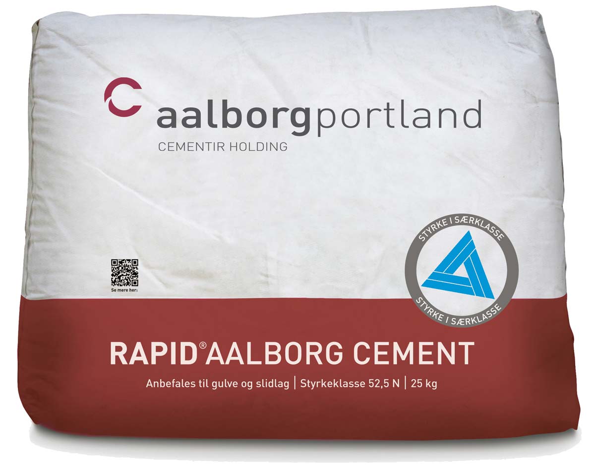 Rød Pose med Aalborg Portland RAPID Cement