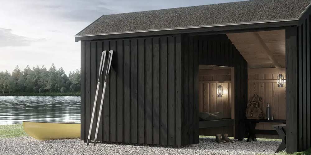 Shelter til lejrplads ved sø