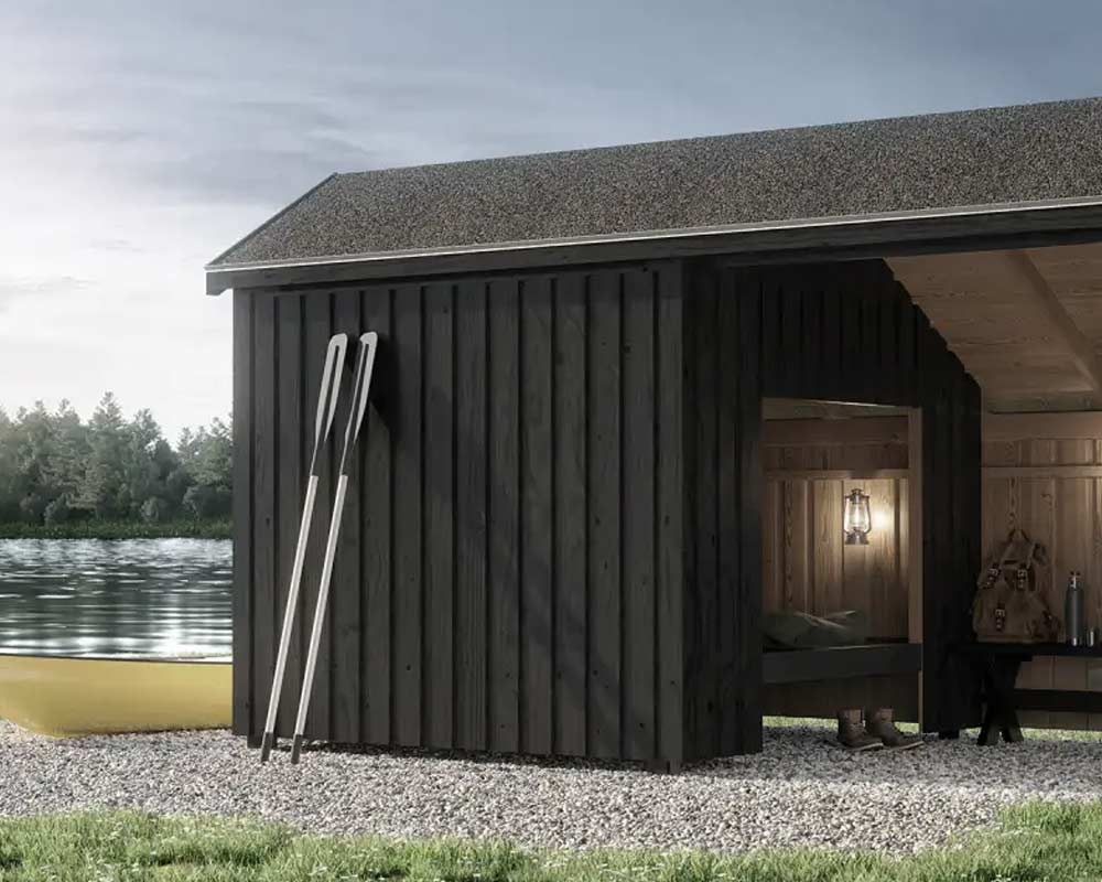 Shelter til lejrplads ved sø