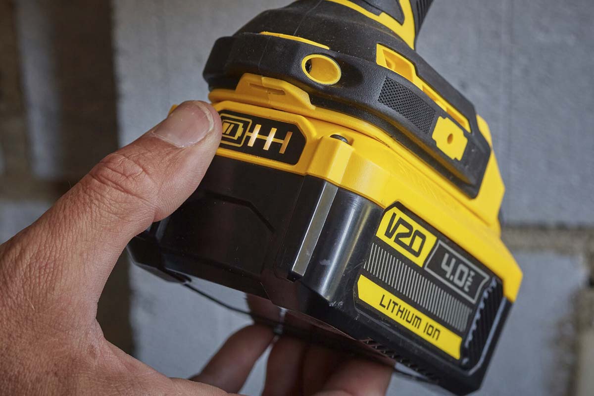 Batteri indikator på Stanley Fatmax V20 batteri