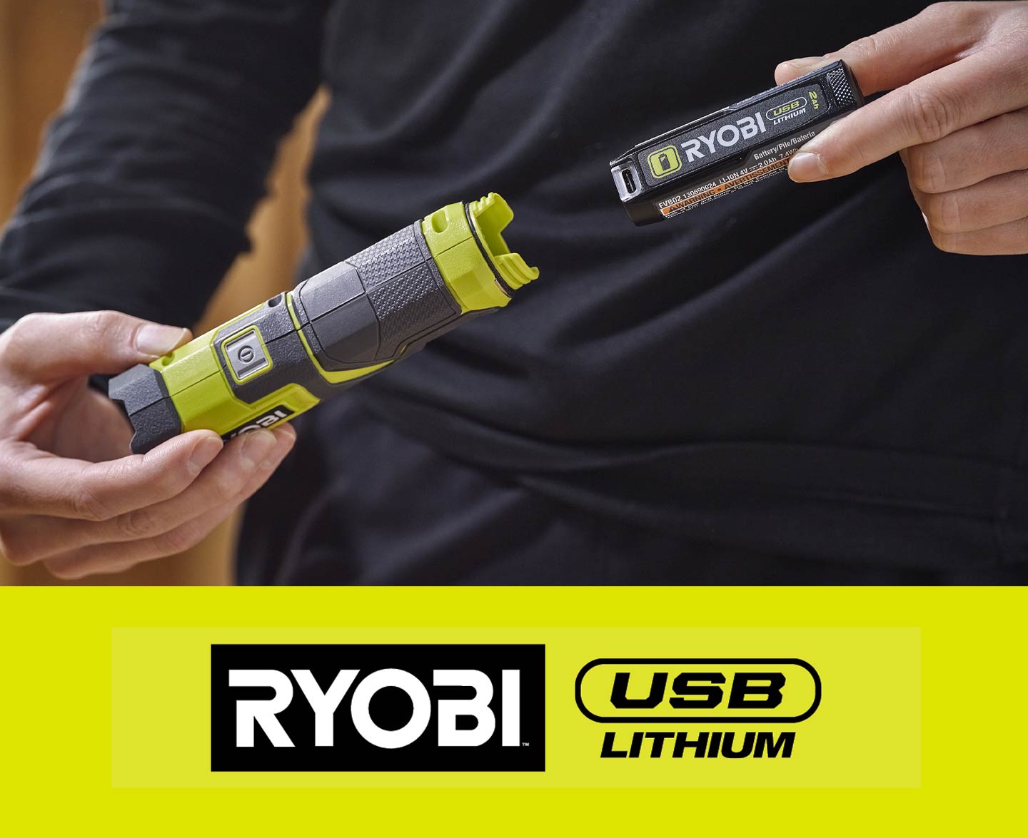 Ryobi 4v USB Lithium batteri og el-vaerktoej