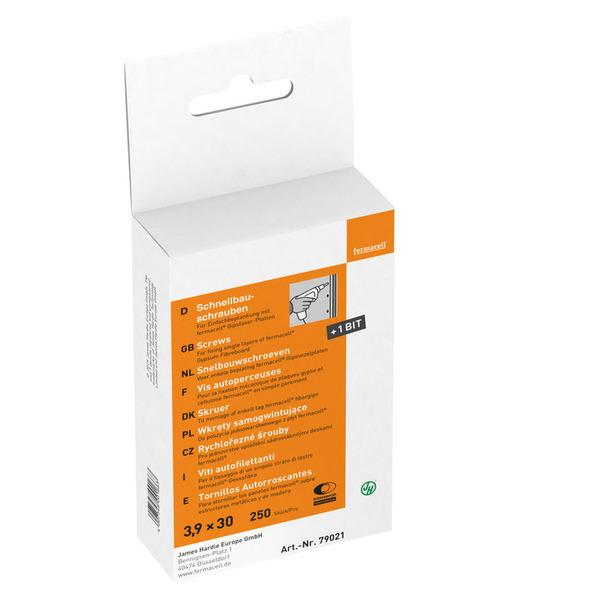 Fermacell Skruer med 1 krydskærvbit - 3,9x30mm - 250 stk/pk
