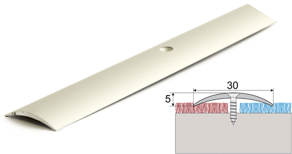 Habo Tæppeskinne med skruehuller Alu - 5x30x1000mm