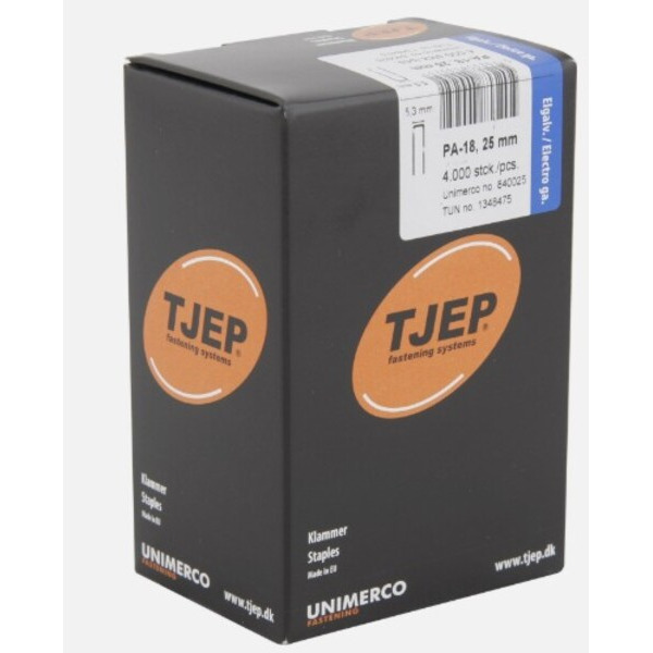 TJEP Klammer PA-18 Med Lim - 25mm - 4000 stk/pk