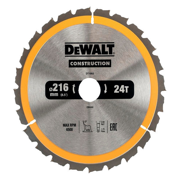 DEWALT Rundsavsklinge DT1952-QZ - 216x30mm