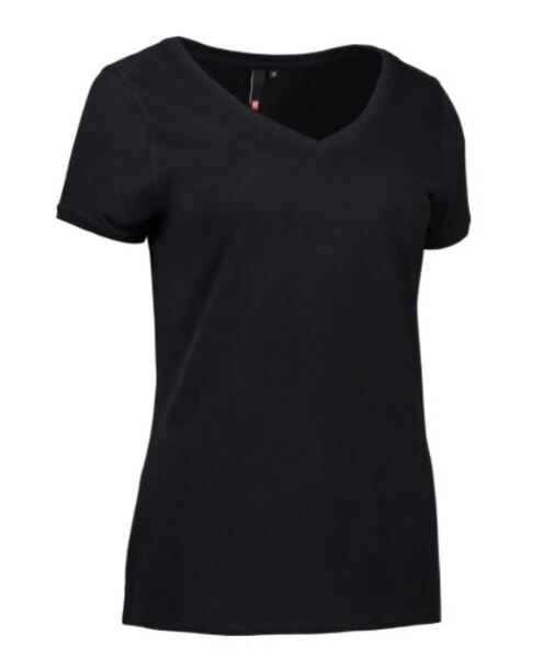 ID T-shirt V-hals Dame Sort Large