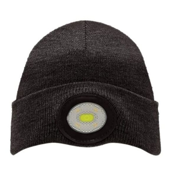 Blue Electric Beanie Med LED Lygte Mørk Grå