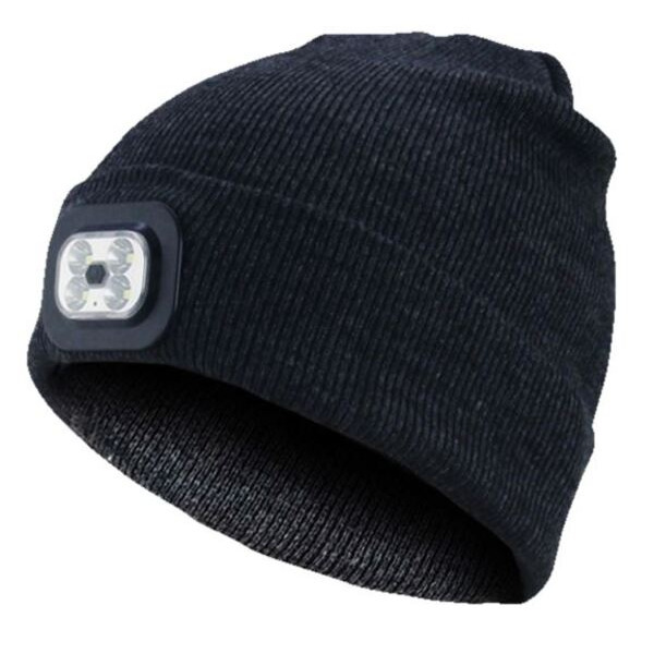 Blue Electric Beanie Med LED Lygte Sort