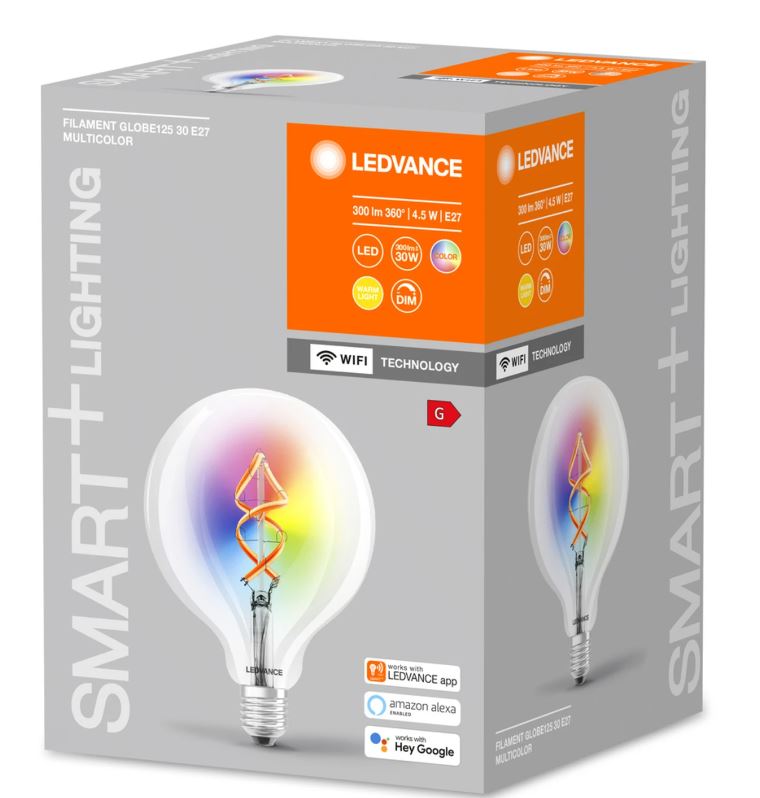 LEDVANCE SMART+ globe 125 RGBW klar filament E27 WiFi
