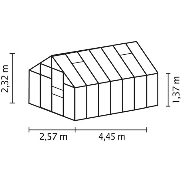 Vitavia Merkur 11500 - 11.5 m² Drivhus -  6mm Poly - Sort