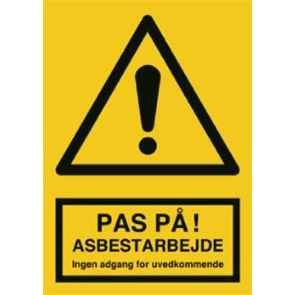 Advarselsskilt Gul A4 "Pas På Asbestarbejde"