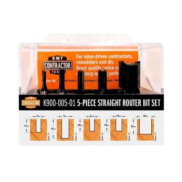 CMT Overfræsersæt Lige K8 - 5 stk