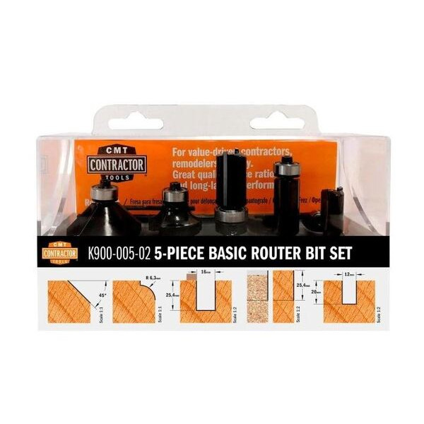 CMT Overfræsersæt Profiljern K8 - 5 stk