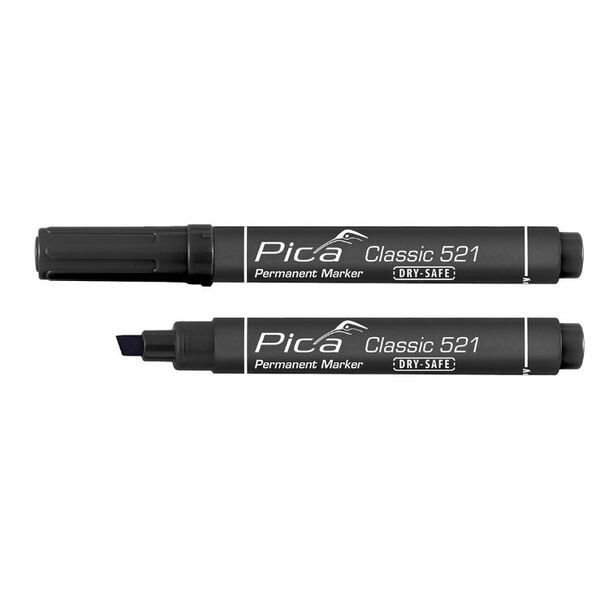 Pica Classic Permanent Marker Dry-Safe 2-6mm Skrå/Flad Spids Sort