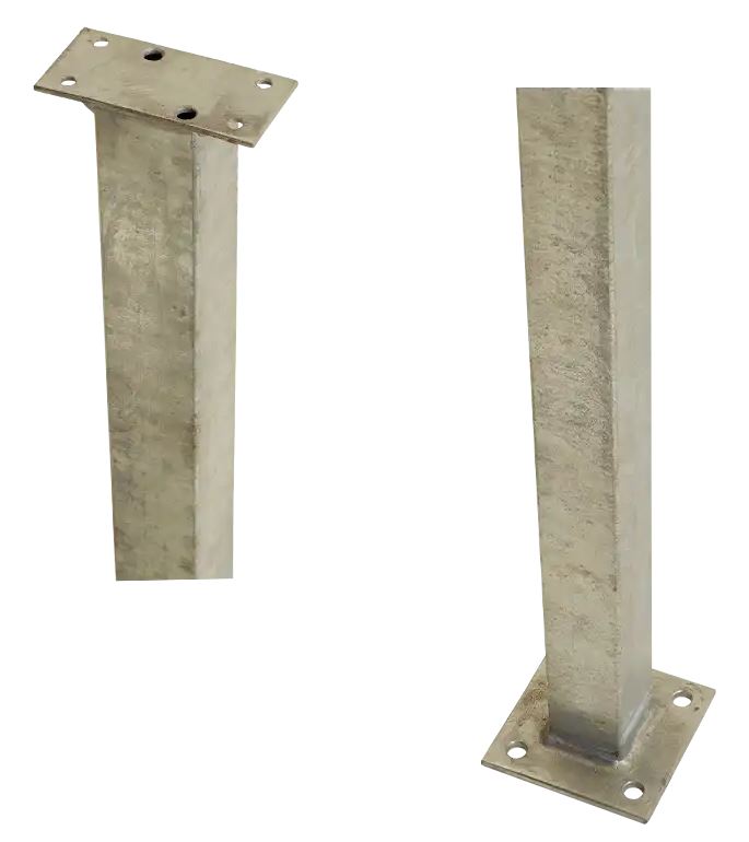 Stålstolpe m/Fod Til Gelænder - 4,5×4,5×103,3cm