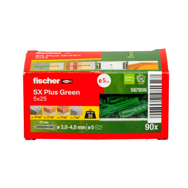 Fischer SX Plus Green Nylondybel - 6x50mm - 90 stk