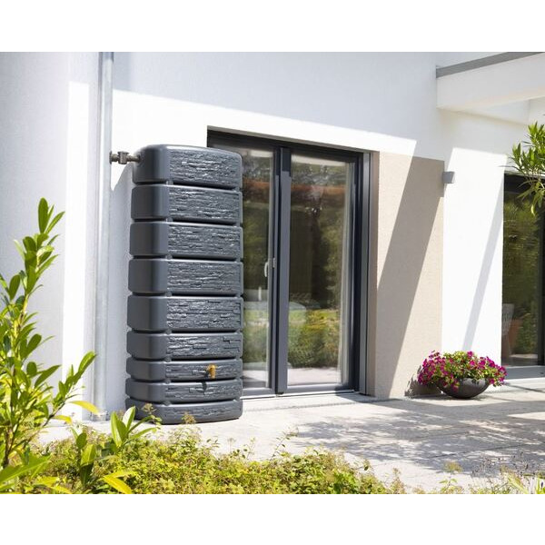 Slim Stone Regnvandsbeholder M/Hane Grå Granit - 500L