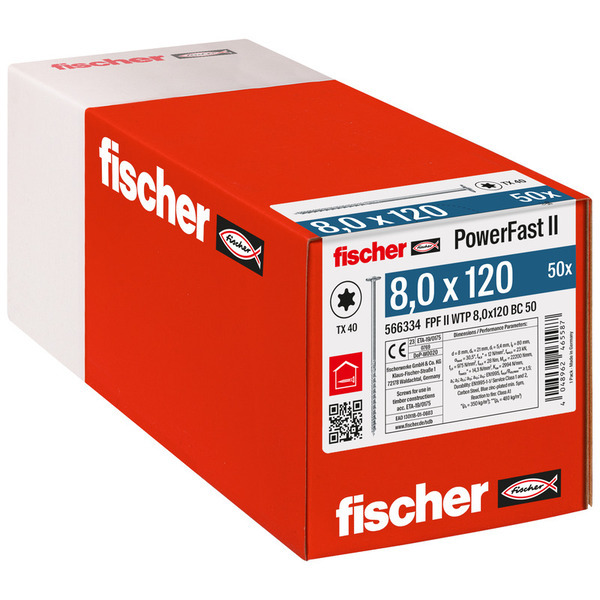 Fischer Konstr.Skrue FPF II WTP TX40 - 8,0x120mm -  50 stk/pk