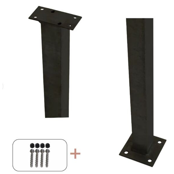 Plus Stålstolpe M/Fod T/Håndliste Sort - 4,5x4,5x103,3cm