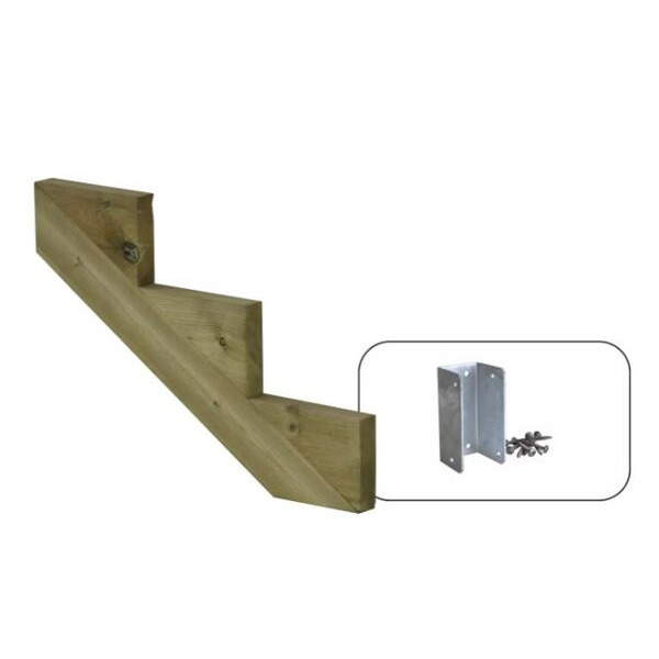 PLUS Trappevange 3-trin M/beslag - Trindybde 25 cm