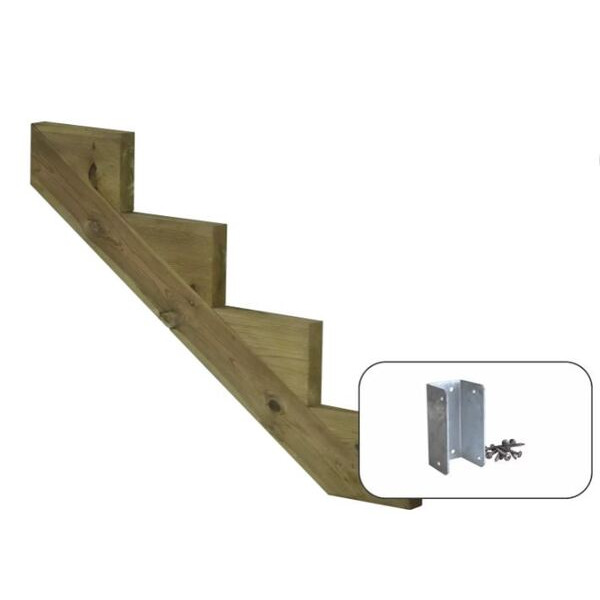 Plus Trappevange 4-trin M/beslag - Trindybde 25 cm