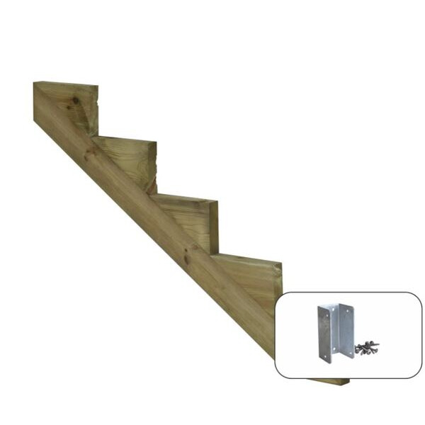 Plus Trappevange 5-trin M/beslag - Trindybde 25 cm