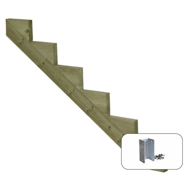 PLUS Trappevange 6-trin M/beslag - Trindybde 25 cm