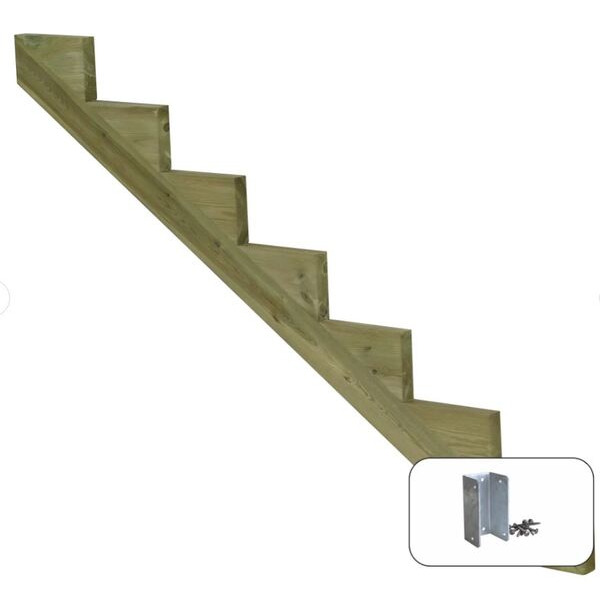 PLUS Trappevange 7-trin M/beslag - Trindybde 25 cm