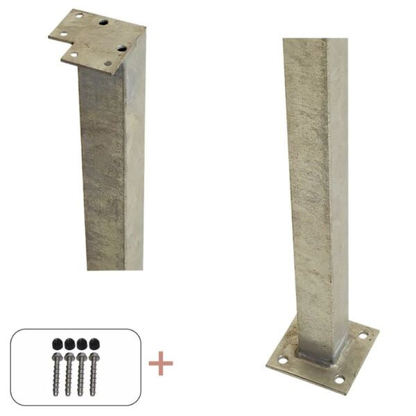 PLUS Stålstolpe M/fod T/håndliste Inkl. Bolte - Hjørnestolpe - 4,5×4,5×103,3 cm