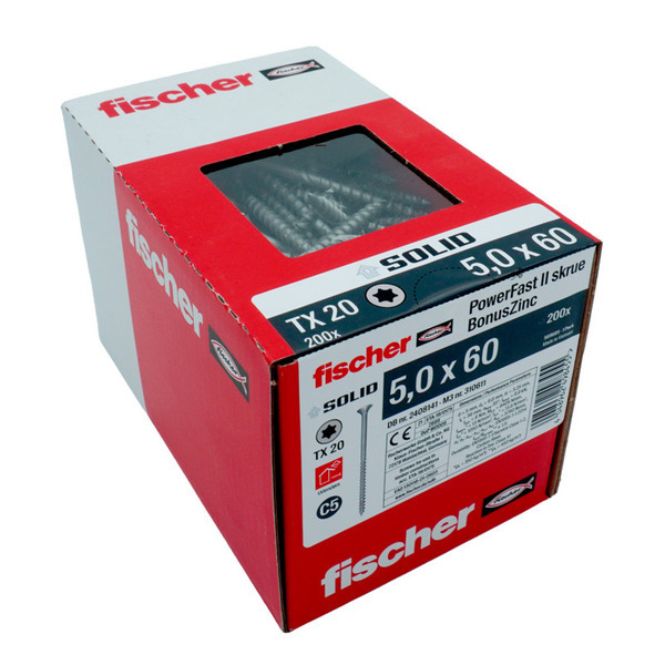 SOLID Spånskrue Powerfast TX20 - 5,0x60mm - 200 stk/pk