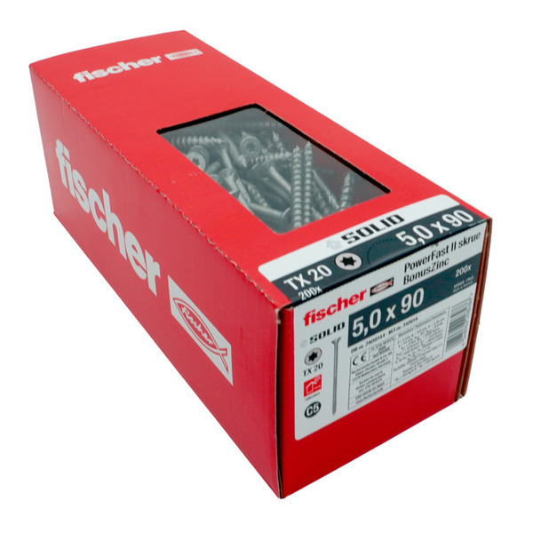 SOLID Spånskrue Powerfast TX20 - 5,0x90mm - 200 stk/pk