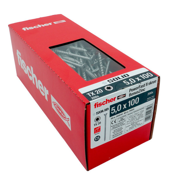 SOLID Spånskrue Powerfast TX20 - 5,0x100mm - 200 stk/pk