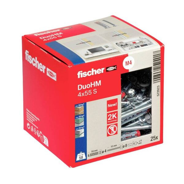 Fischer Gipsplug DuoHM S TX20 - 4x55mm - 25 stk/pk