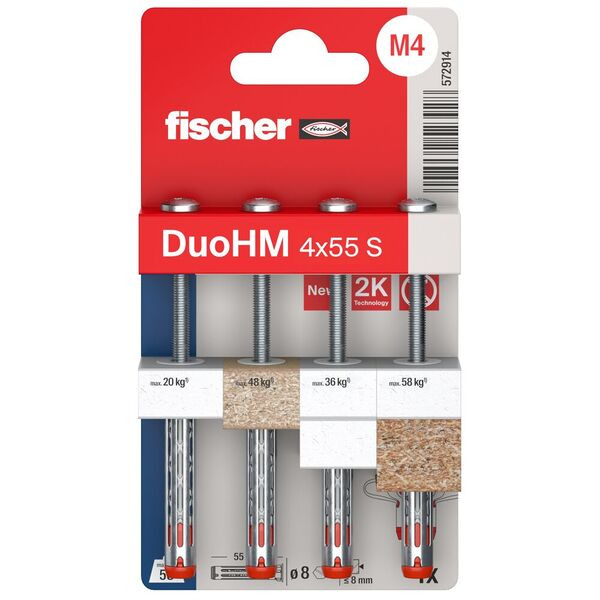 Fischer Gipsplug DuoHM PH TX25 - 4x55mm - 4 stk/pk