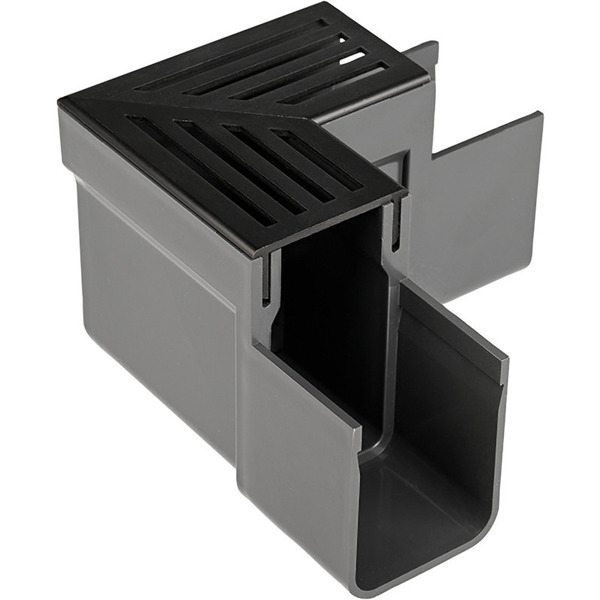 Plastmo Linjedræn Hjørne Med Rist i Aluminium - Slimline 16x10,3x16cm