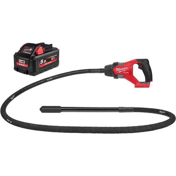 Milwaukee M18 Betonvibrator 24mm FCVN24-0 + High Output Batteri - 18V Sæt
