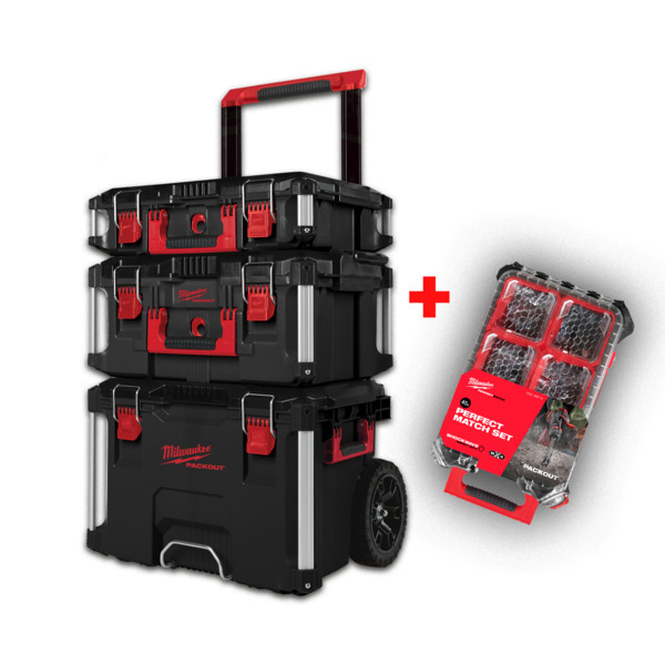 Milwaukee Packout Sæt med 3 dele - 560 x 470 x 1000mm + Bits/borsæt