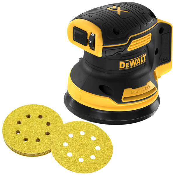 DEWALT XR Excentersliber - 125mm - 18V DCW210N + K80 Slibepapir