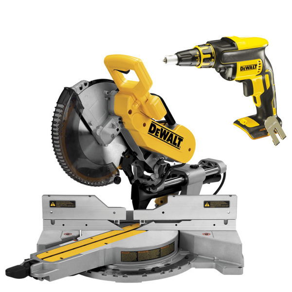  DEWALT XPS Kap-/geringssav 230V DWS780 +  Gipsskruemaskine 18V DCF620N