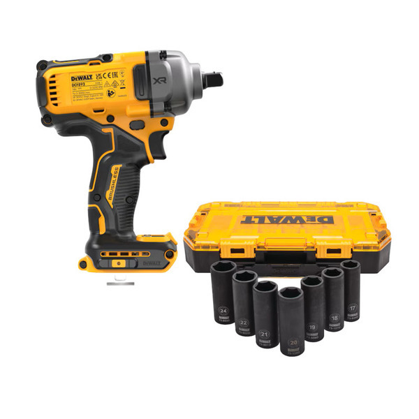 DEWALT XR Slagnøgle 18V DCF892N-XJ + Topnøglesæt 1/2" 7 Dele