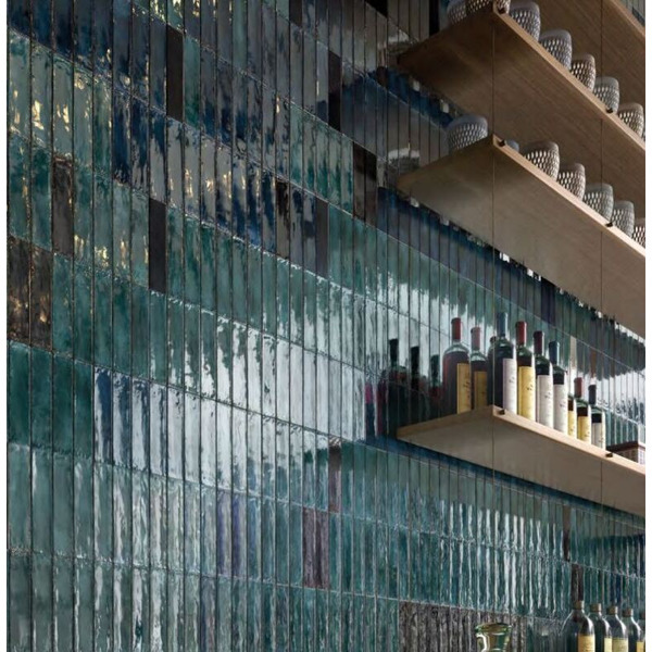 Vægflise Metallica Brick Green Lux - 6x24cm