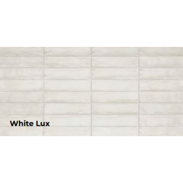 Vægflise Metallica Brick White Lux - 6x24cm