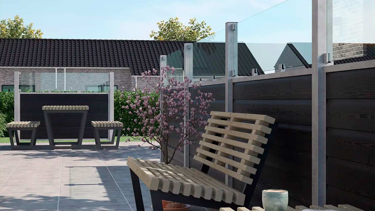 Komposithegn og glashegn til terrasse