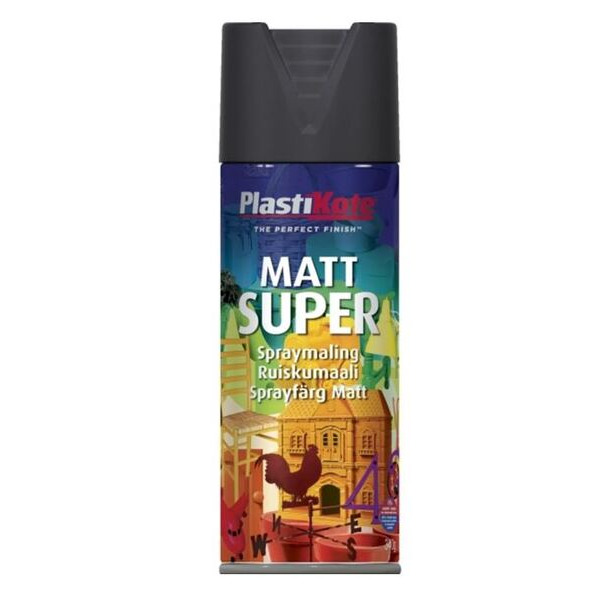 Plasti-Kote Spraymaling Mat Sort Ral 9005 - 400ml