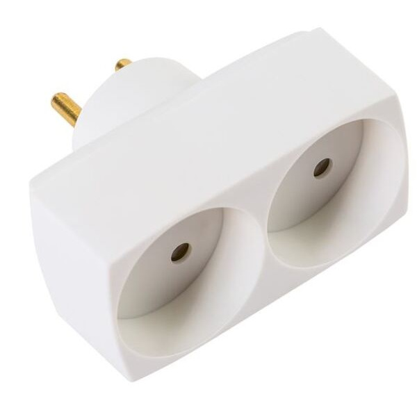 Elworks Dobbeltstik Hvid 2 Runde Udtag