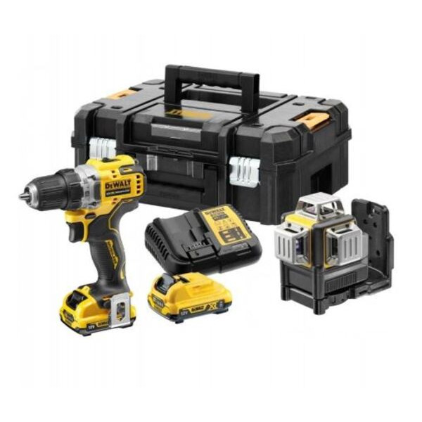 DEWALT XR Sæt m. Boremaskine og 360˚ Laser - 12V 