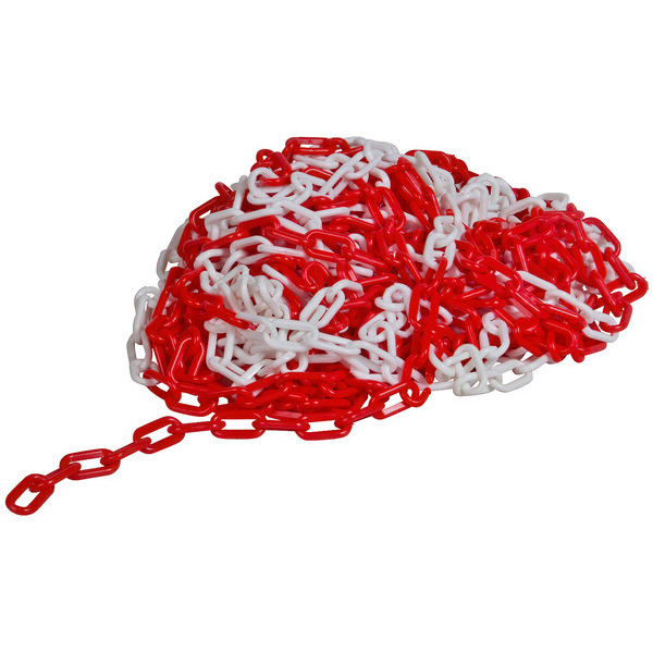 Sia Plastkæde Rød/Hvid 6mm x 25m