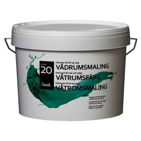 Yunik Vådrumsmaling Glans 20  Hvid - 2,8L